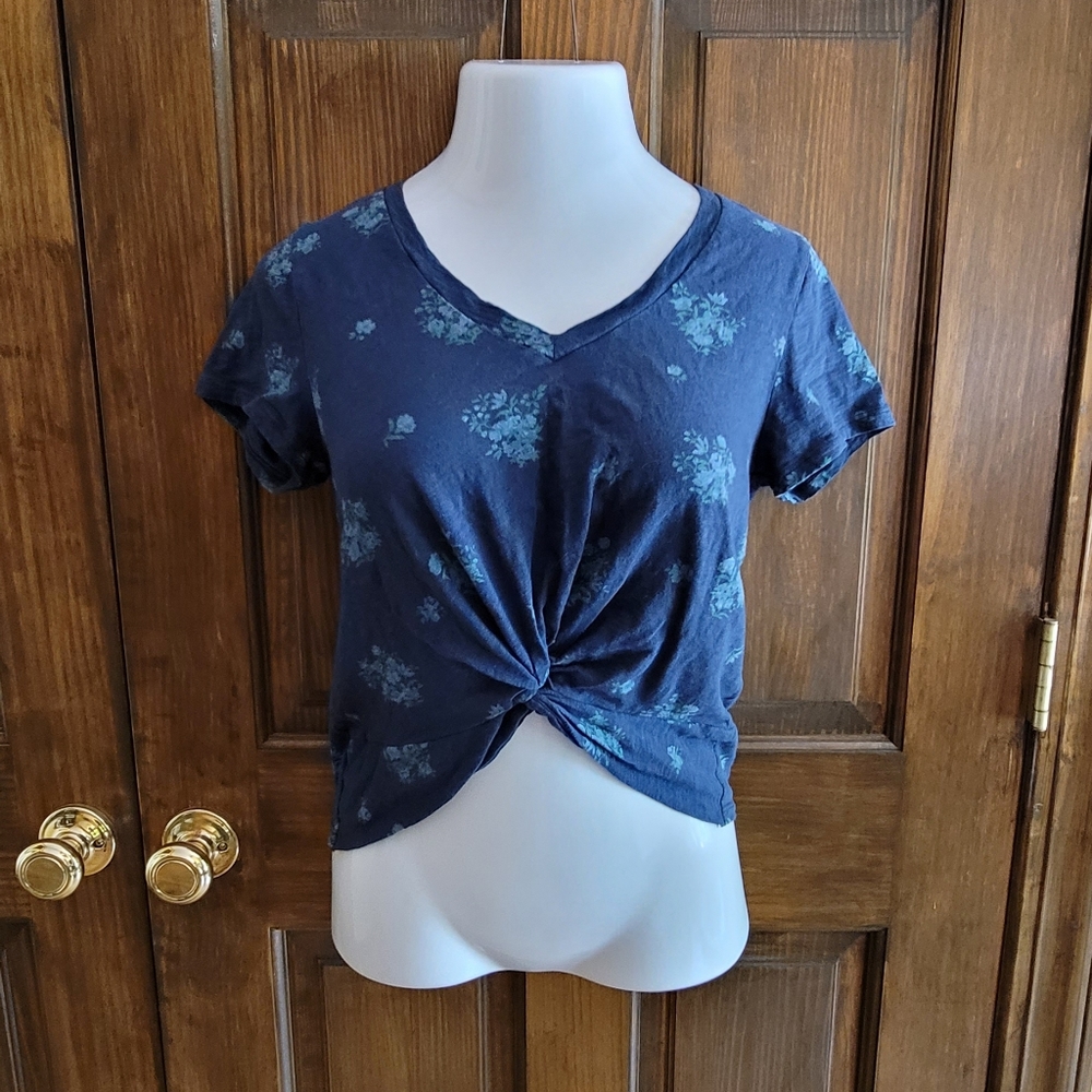 Lucky Brand Blue and Green Crop Top Sz M P2P 18 L 15